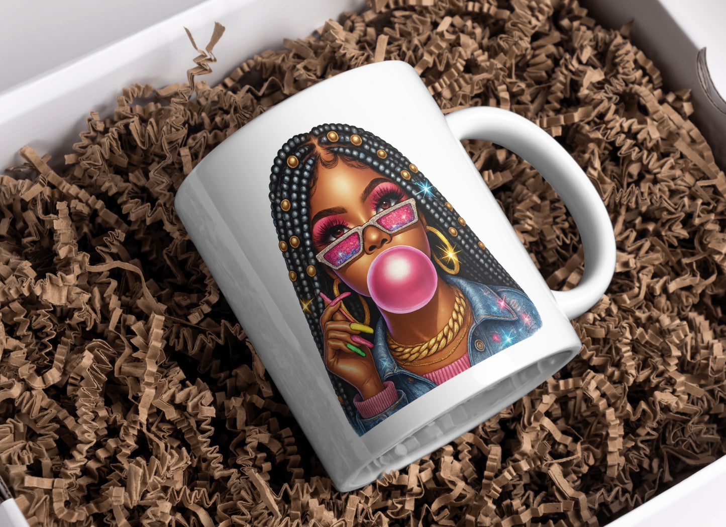 Black Girl Bubble Gum Ceramic Coffee Mug